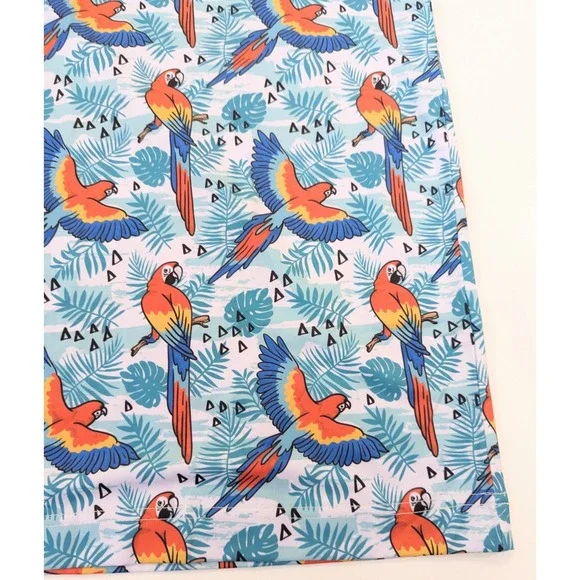 Waggle Golf Polo Shirt Tropical Parrot Palm Tree Print Men's MEDIUM Lightweight - Picture 4 of 6